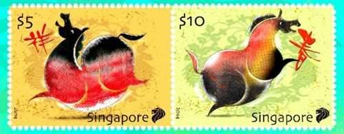新加坡農(nóng)歷年紀(jì)念郵票遭吐槽駿馬被指像燒雞(圖)
