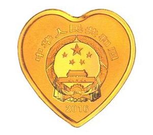 8克心形精制金質紀念幣正面圖案